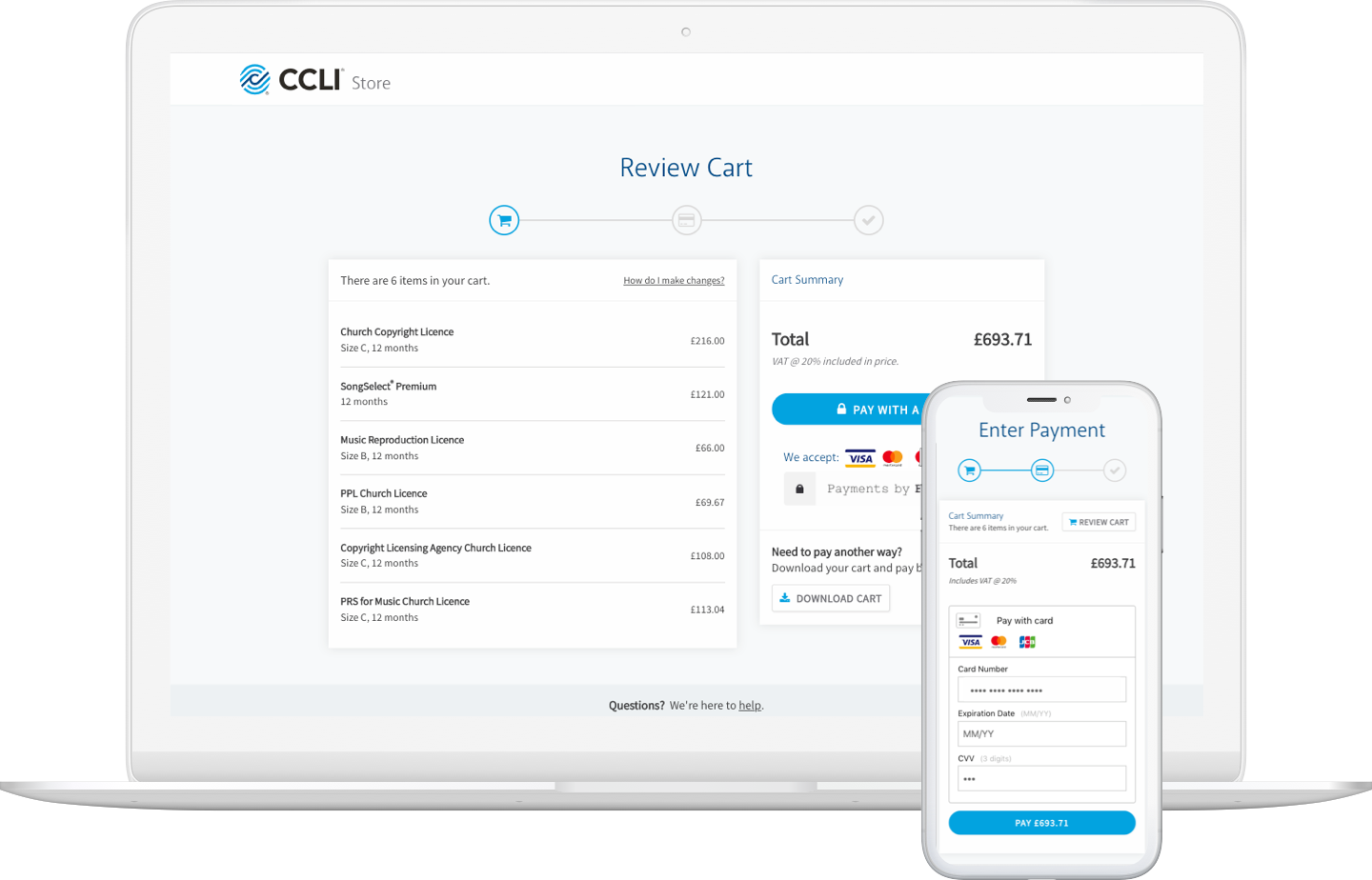 Screenshot of CCLI Store