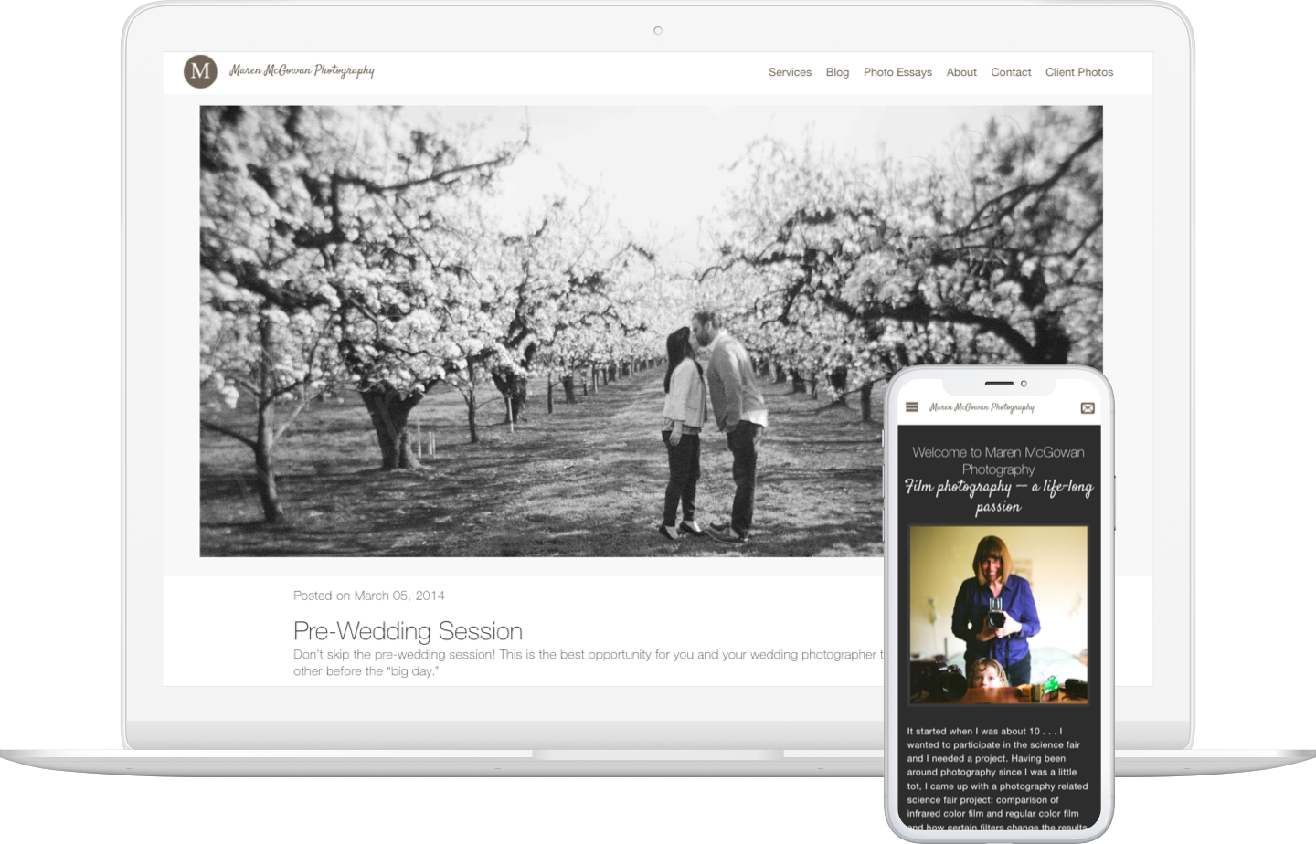 Screenshot of Maren McGowan Photography website